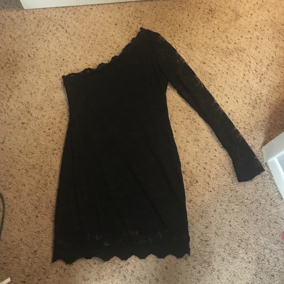 One sleeved black lace dress!
