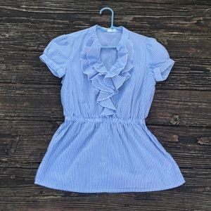 Forever 21 blue and white stripe ruffle top