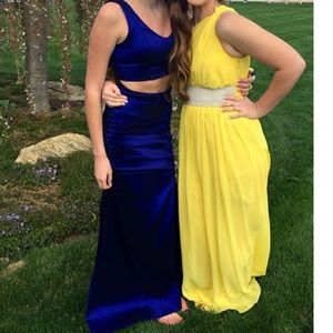 MUST GO !! Navy Two Piece Prom Dress