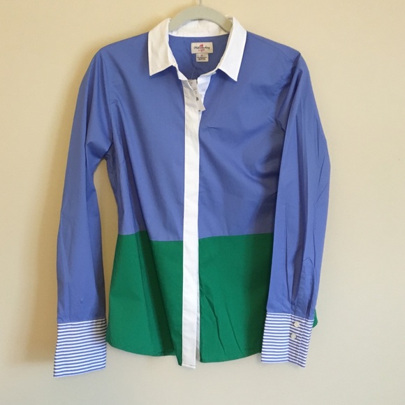 J crew button up blue green shirt - medium