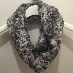 Gray fuzzy infinity scarf