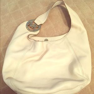 Michael by Michael Kors white leather hobo bag