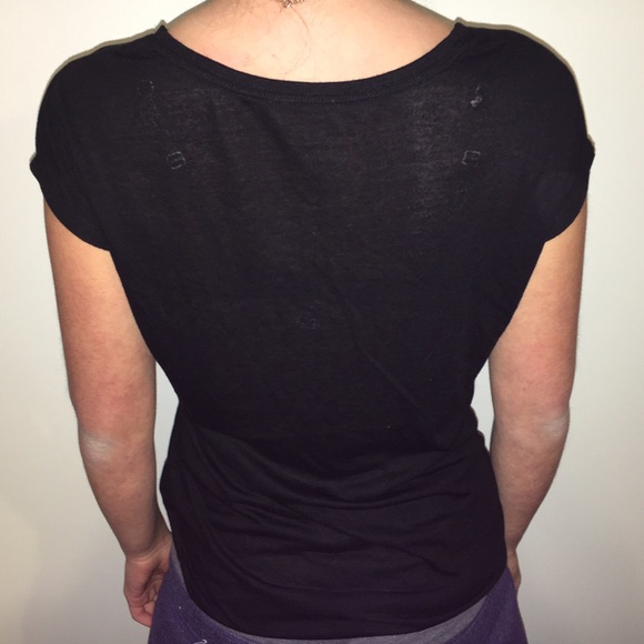 black shirt with flower cut outs - Picture 2 of 3