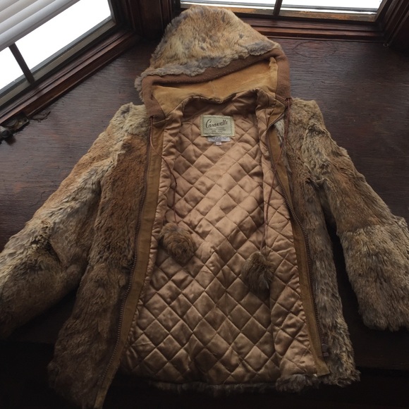 Vintage rabbit fur jacket with hood