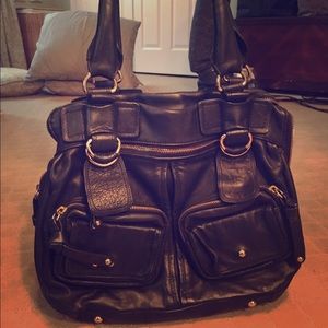 Sabina black leather satchel
