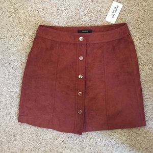 High waisted Suede skirt, burnt orange color