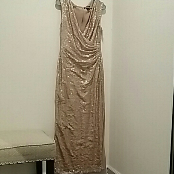 Rose gold sequin evening gown