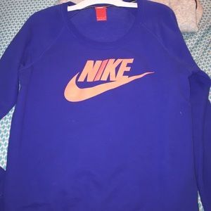 Blue and coral NIKE crew neck
