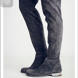 Free People, Carlisle over the knee, black suede.