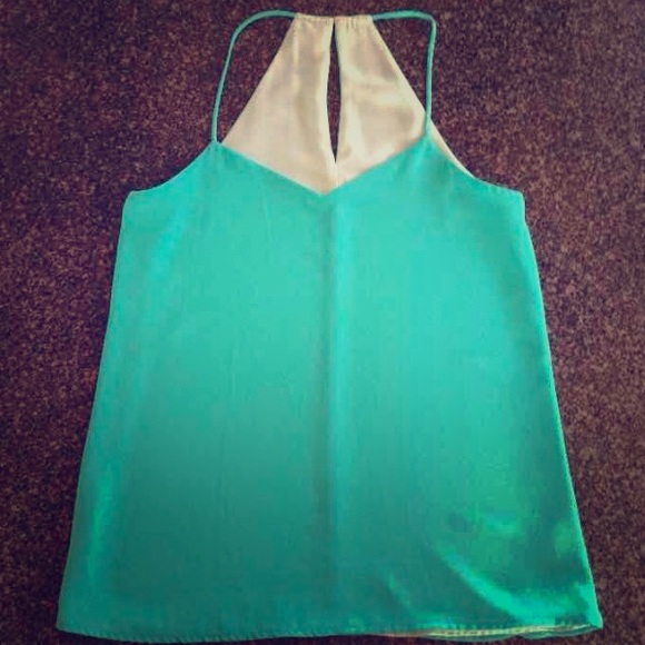 💕Sold on ⓂExpress reversible teal & mint blouse