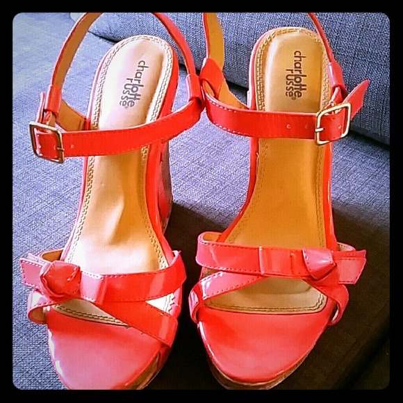 Charlotte Russe coral wedge sling backs