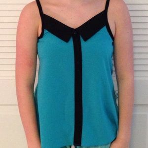 Sally Miller turquoise tank with black detail