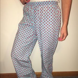 pink and blue pajama pants