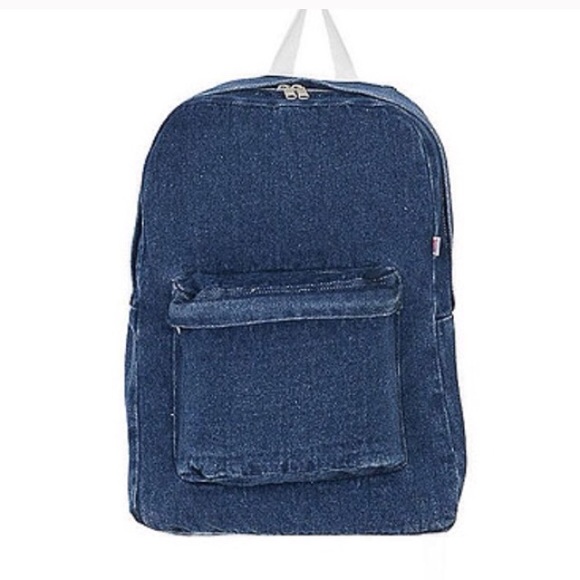 Medium wash denim backpack