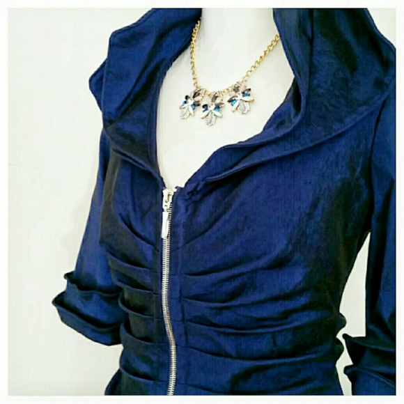 Sapphire Blue Ruched Dress - Picture 3 of 4