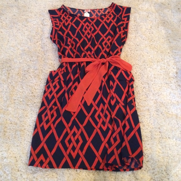 Orange and Blue Patterned Dress