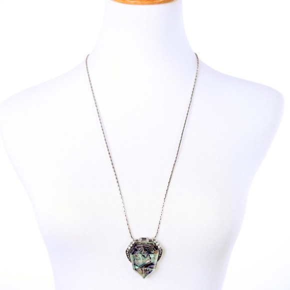 Hued Iridescent Stone Pendant Necklace - Picture 2 of 4
