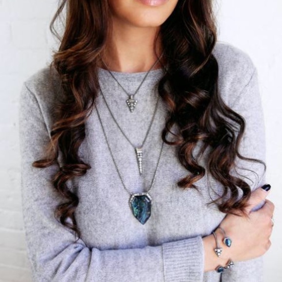 Hued Iridescent Stone Pendant Necklace - Picture 3 of 4