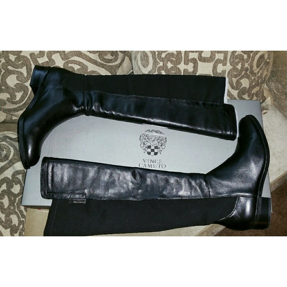 Vince Camuto Black Leather Tall Boots