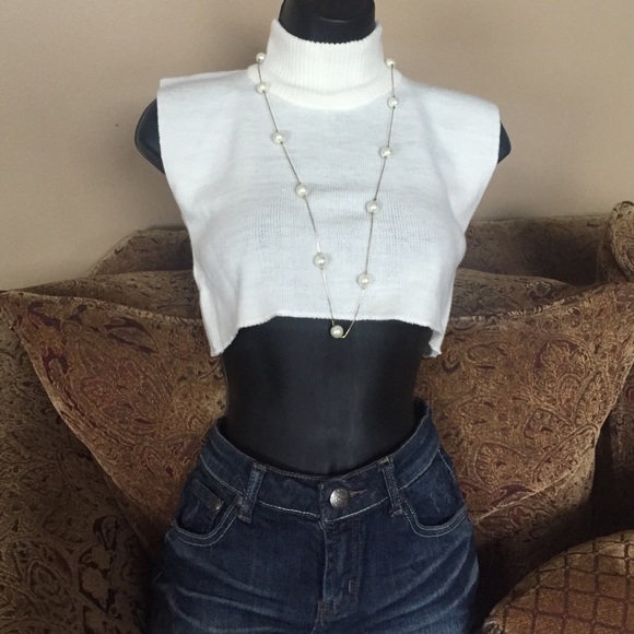 Cream Turtle Neck Cut Sweater