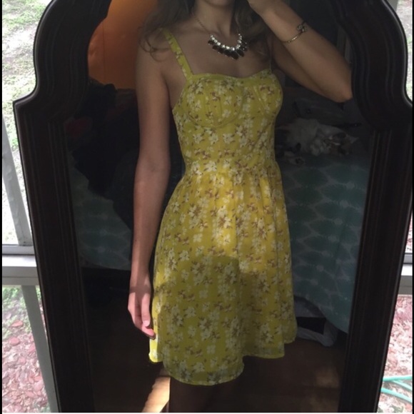 Mustard yellow floral dress