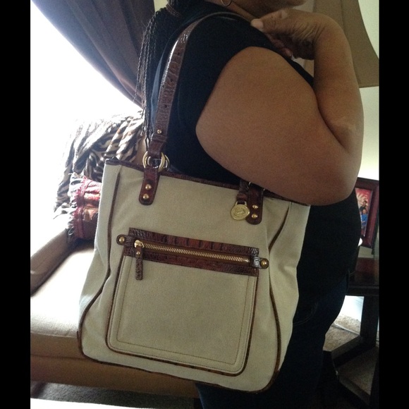 Brahmin Handbags - Brahmin Canvas & Croc Leather Handbag Tote Purse