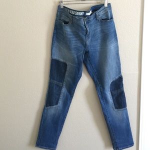 'Ave B Ultra Skinny' DKNY Skinny Patchwork Jeans