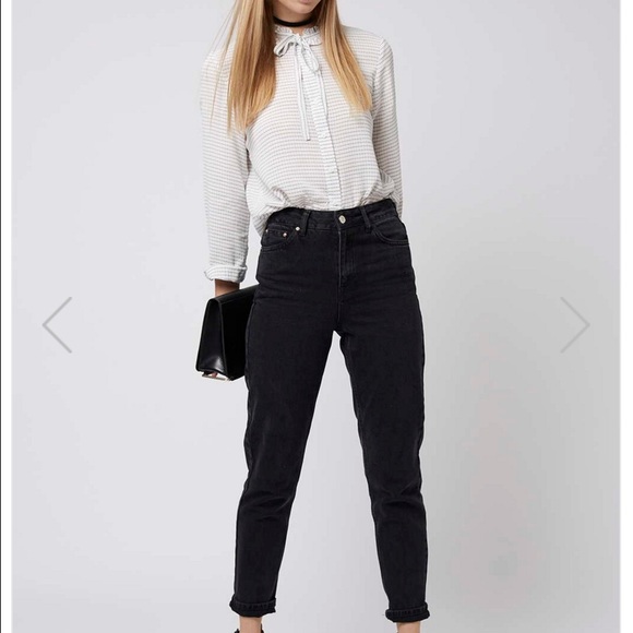 Topshop Moto 'Mom' Jeans - Black Wash