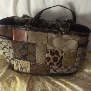 Coach multi pattered tote bag