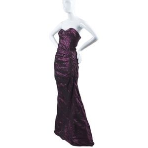 Carmen Marc Valvo Ruched Strapless Long Gown 
.