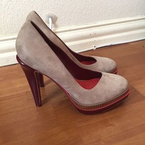 Cole Haan Red Grey Suede Heels