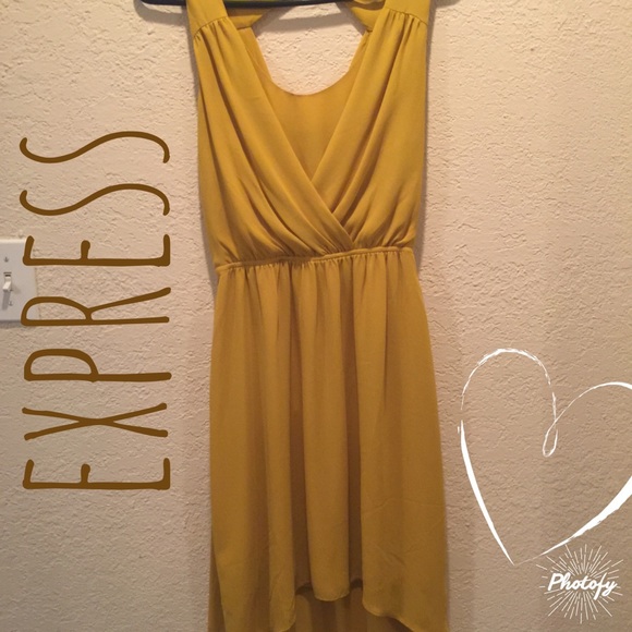 Express gold flowy dress