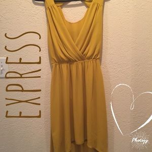 Express gold flowy dress