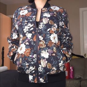 Floral Print Bomber Jacket