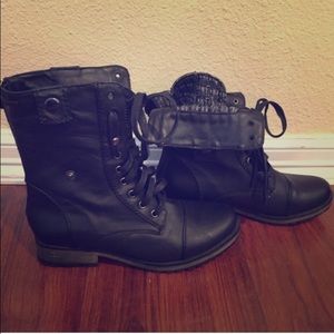 black combat boots