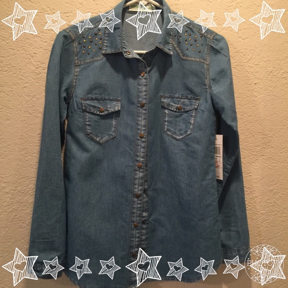 NWT studded denim shirt
