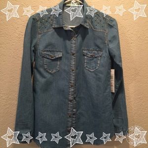 NWT studded denim shirt