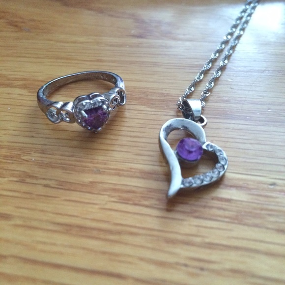 Heart necklace and ring set