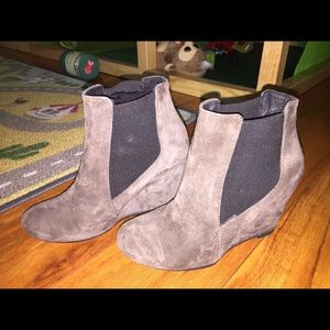 Brown suede booties