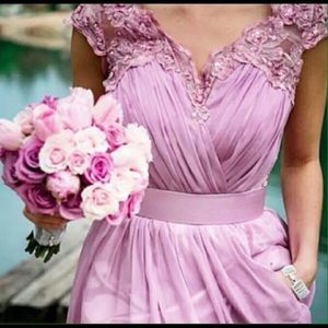Purple/Pink Lilac Gown with Lace and Gem Back