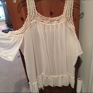 Ivory boho off the shoulder tunic