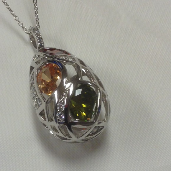 925 Sterling Silver Long Necklace CZirconia - Picture 3 of 4
