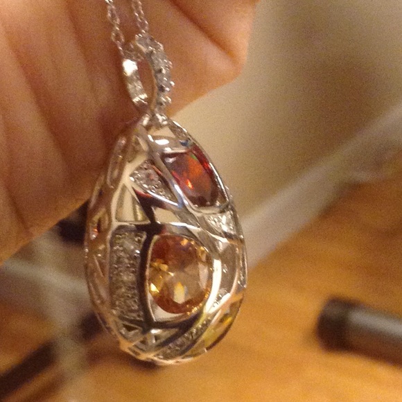 925 Sterling Silver Long Necklace CZirconia - Picture 2 of 4