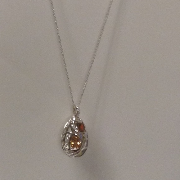 925 Sterling Silver Long Necklace CZirconia - Picture 4 of 4