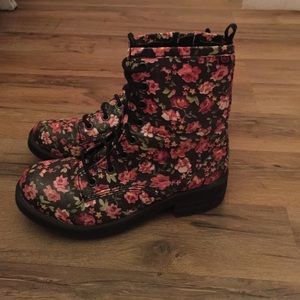 Big Buddha Floral Combat Boots