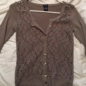 Rue21 taupe lace cardigan