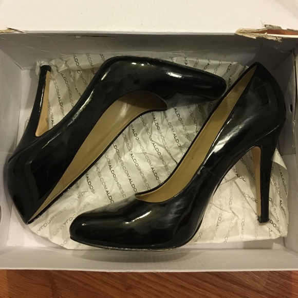 Black patent heels