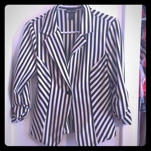 Black and White Striped Blazer
