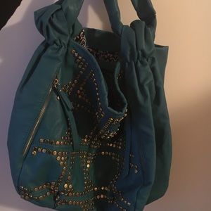 Turquoise studded bag