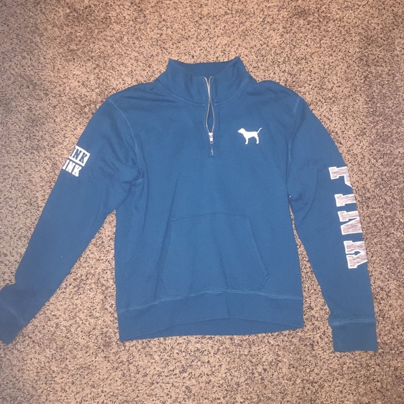 VS PINK Teal 1/4 Zip Sweater